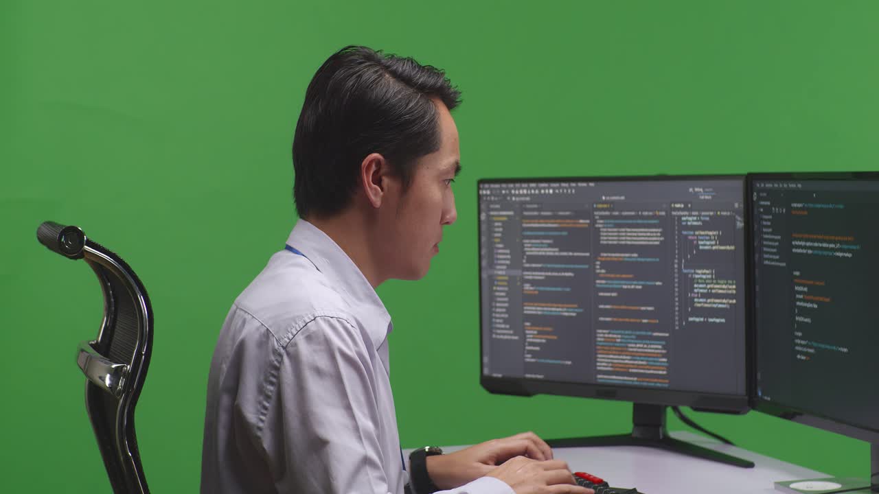 Programmer working on code