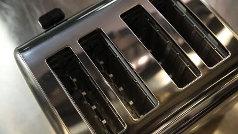 close-up of a stainless steel toaster