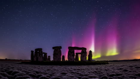 stonehenge illuminated by the aurora borealis