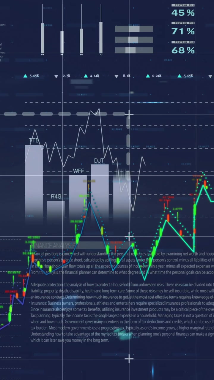 Animation of digital data processing over grid on dark background