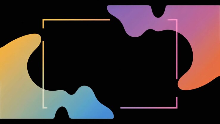 Abstract Motion Graphic with Gradient Liquid Shapes and Geometric Frames