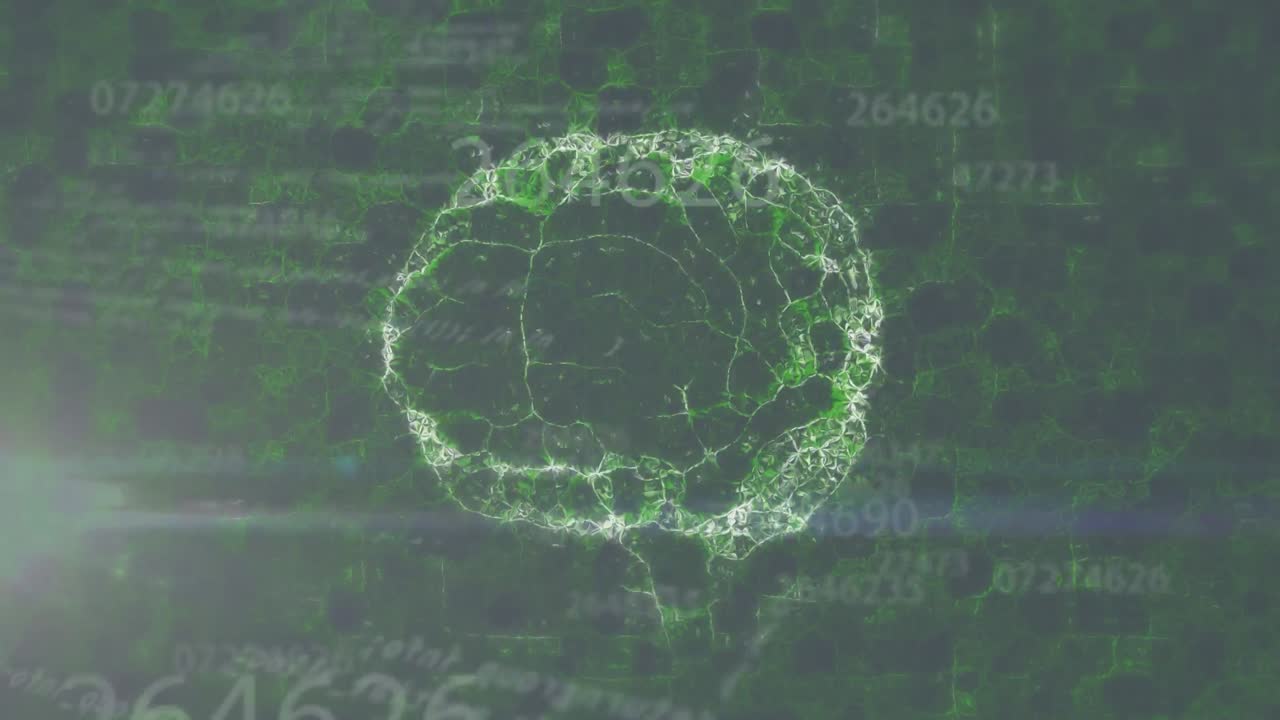 animación del cerebro digital sobre el procesamiento de datos en fondo negro