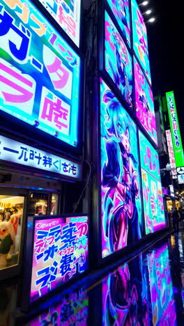 anime characters on vibrant digital displays at night