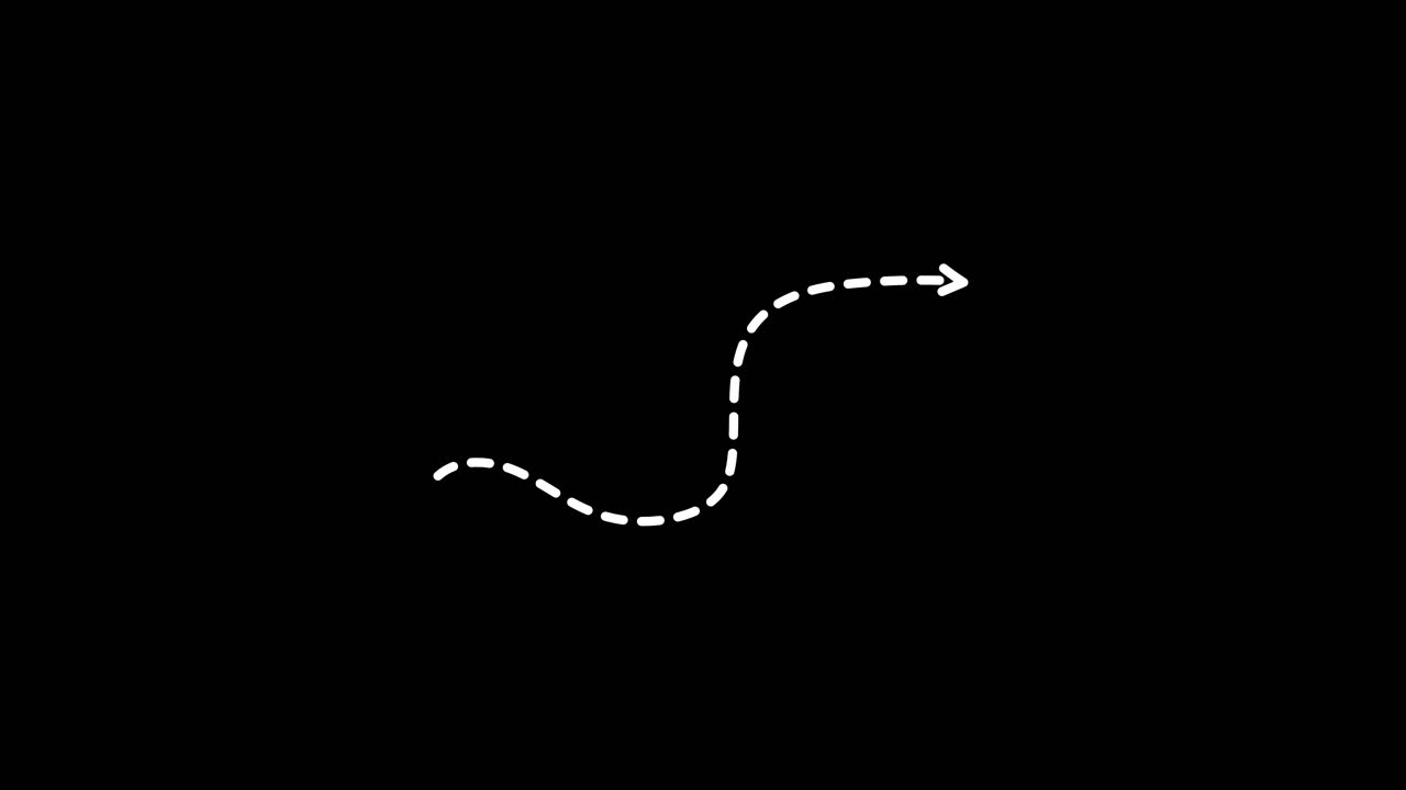 Animated Dashed Arrows Appearing and Disappearing on Black Background