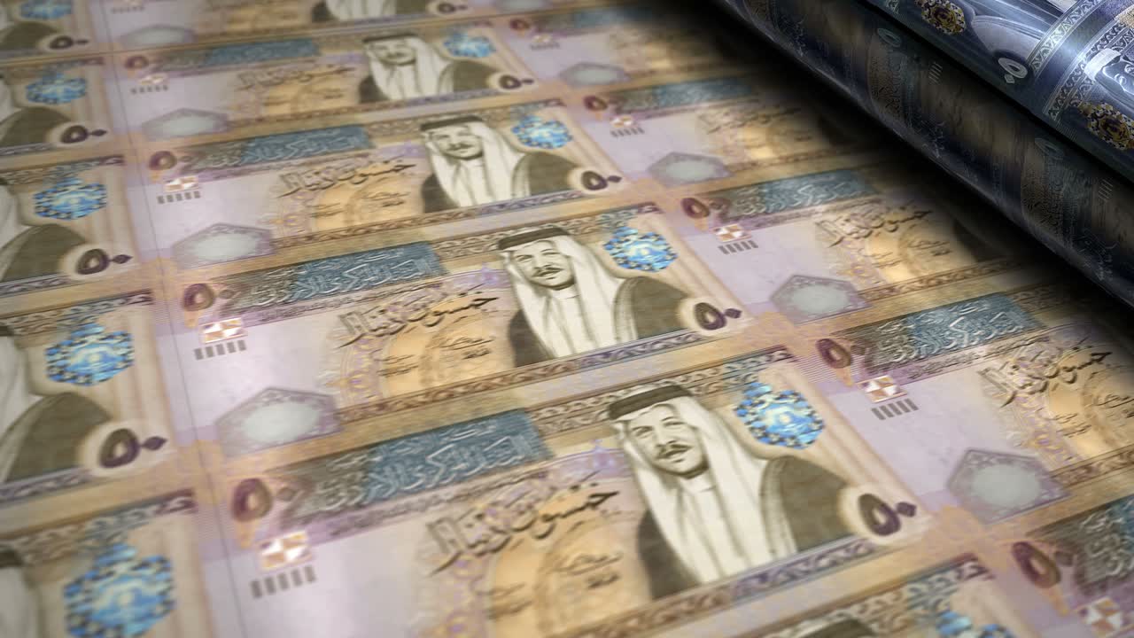 billetes de dinero de dinar jordano que imprimen en bucle sin costuras