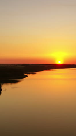 rural river landscape. river view during colorful sunset