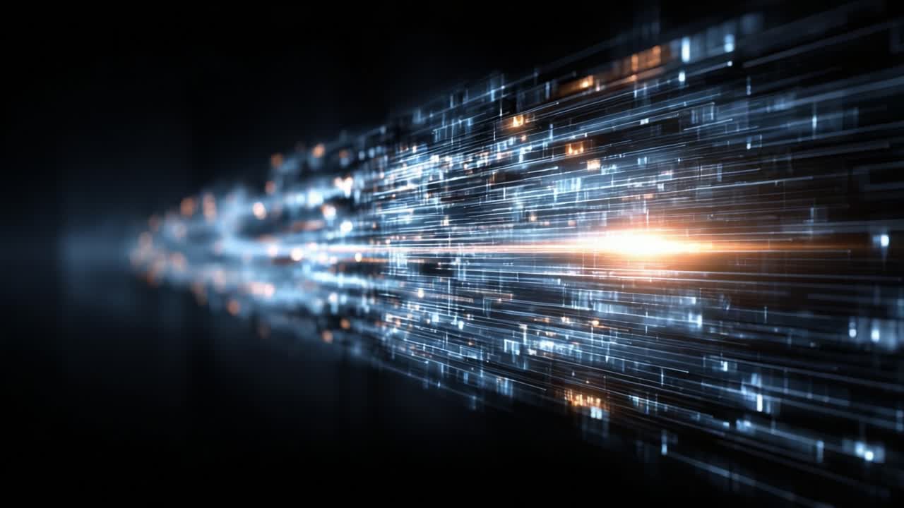 A Dynamic Visual Representation of Light and Speed, Illustrating the Movement of Energy Through a Series of Bright Streams in a Dark Background Setting