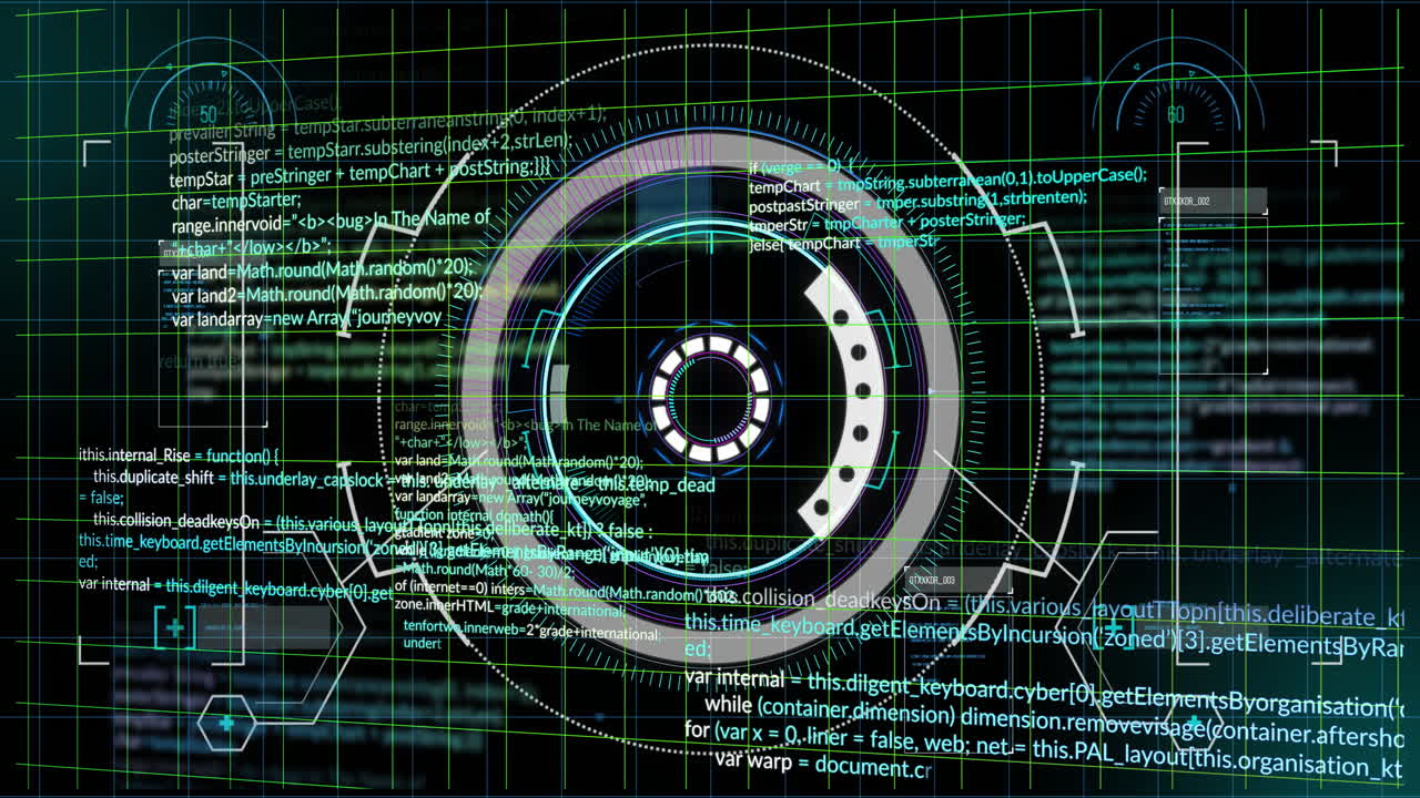 Animation of futuristic digital interface with rotating elements in school setting