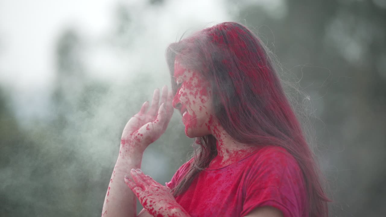 Indian Festival Holi Celebration Slowmotion
