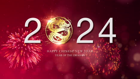 Chinese-New-Year,-Year-of-the-Dragon-background-decoration-featuring-the-Chinese-character-"Dragon"-and-a-backdrop-of-fireworks-celebration