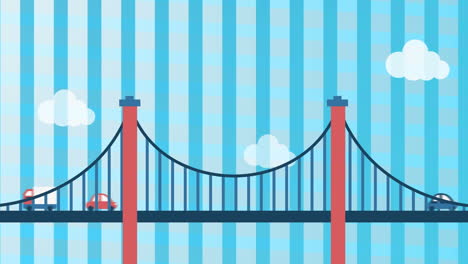 bridge with cars and vertical lines