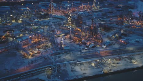 early morning, 4k aerial footage of an industrial plant in philadelphia, pa