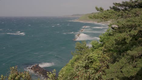 storm reaching sea of japan coastline in tottori prefecture, japan