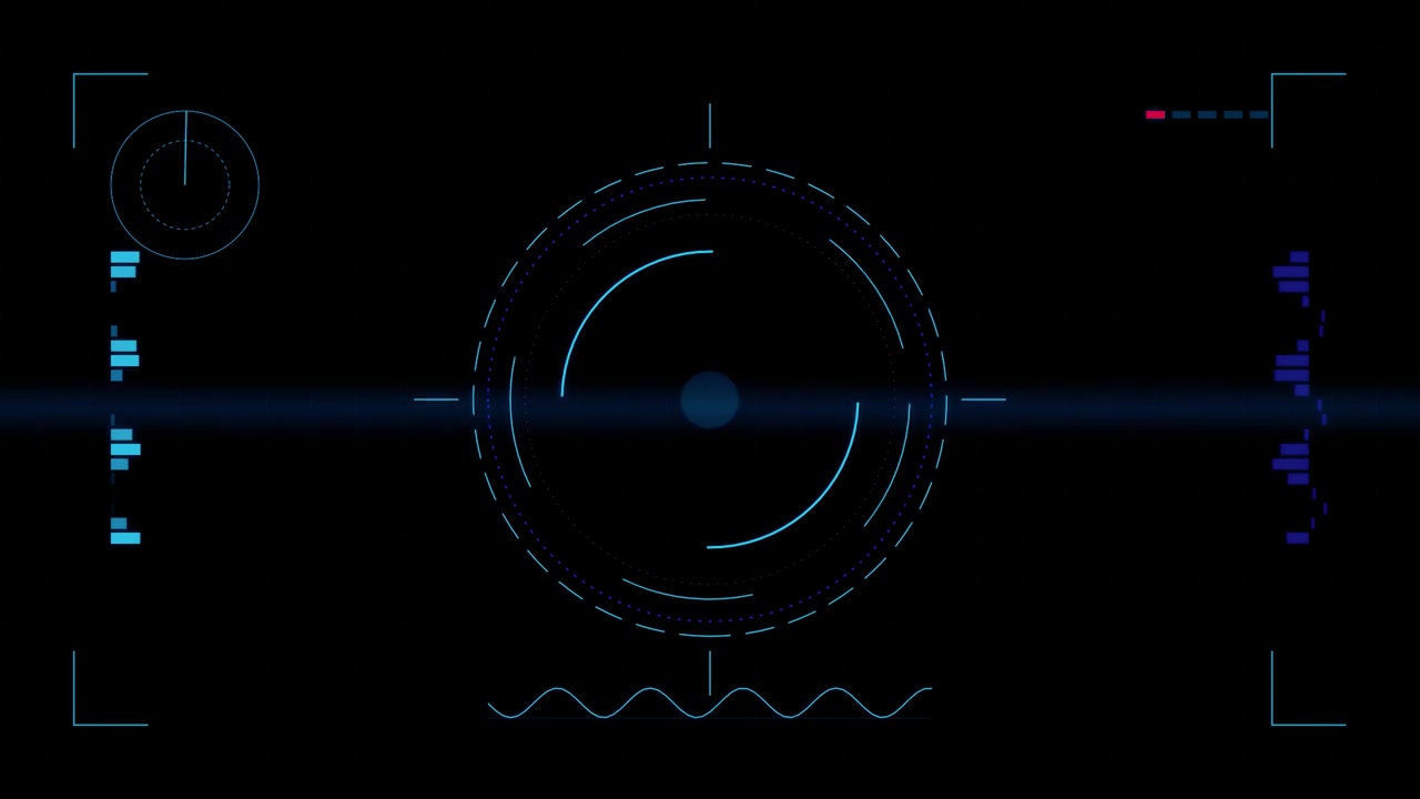 Futuristic Digital HUD Interface with Rotating Circular Scan