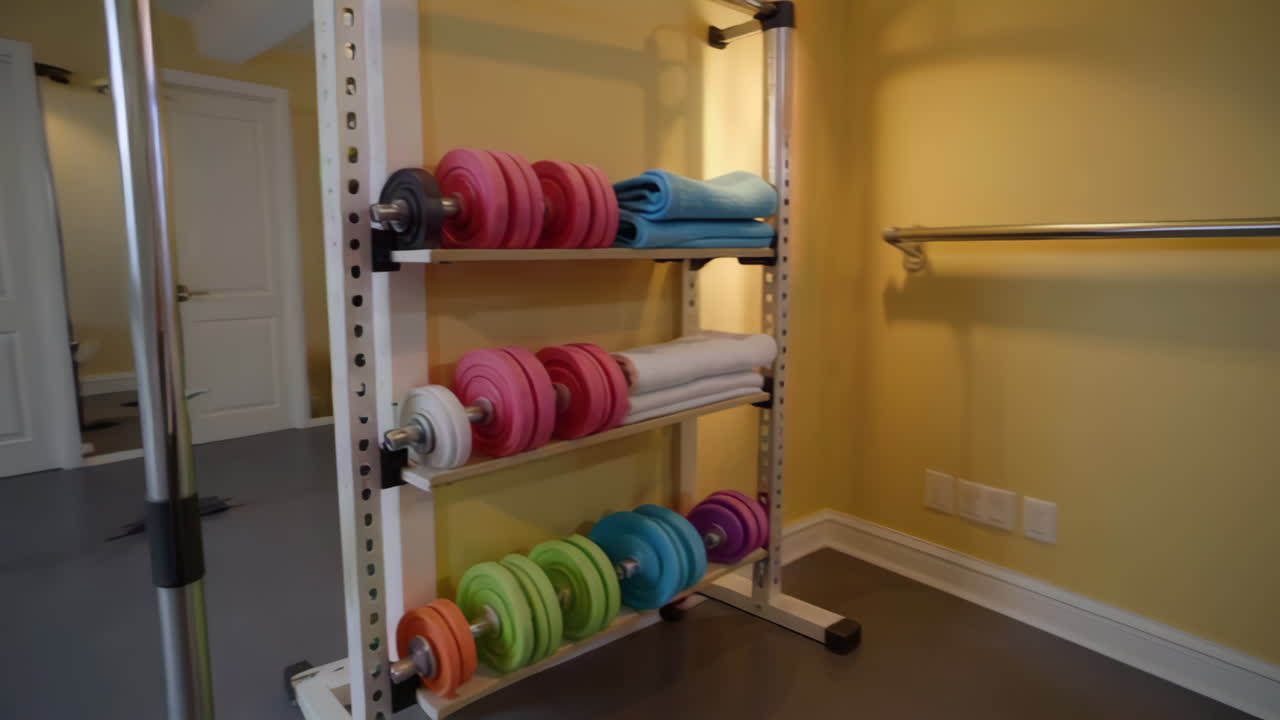 Home Gym Setup with Dumbbells and Yoga Mats