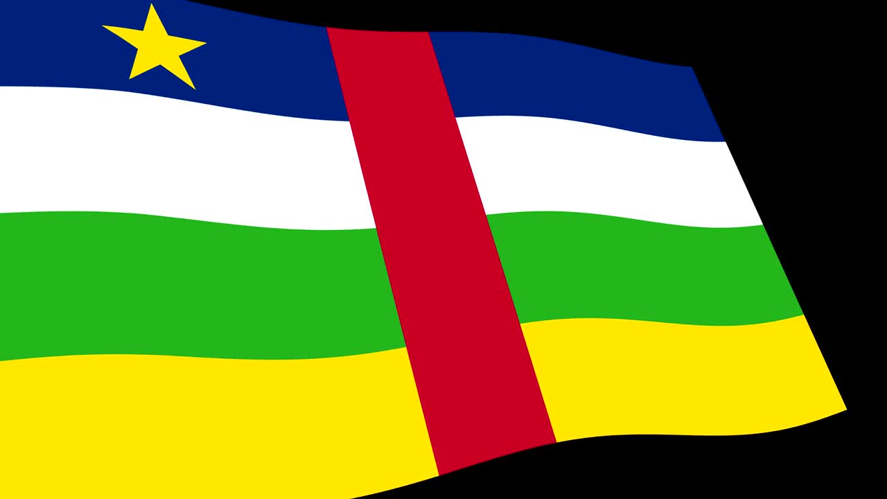 The Central African Republic flag slow waving in perspective, Animation 4K footage