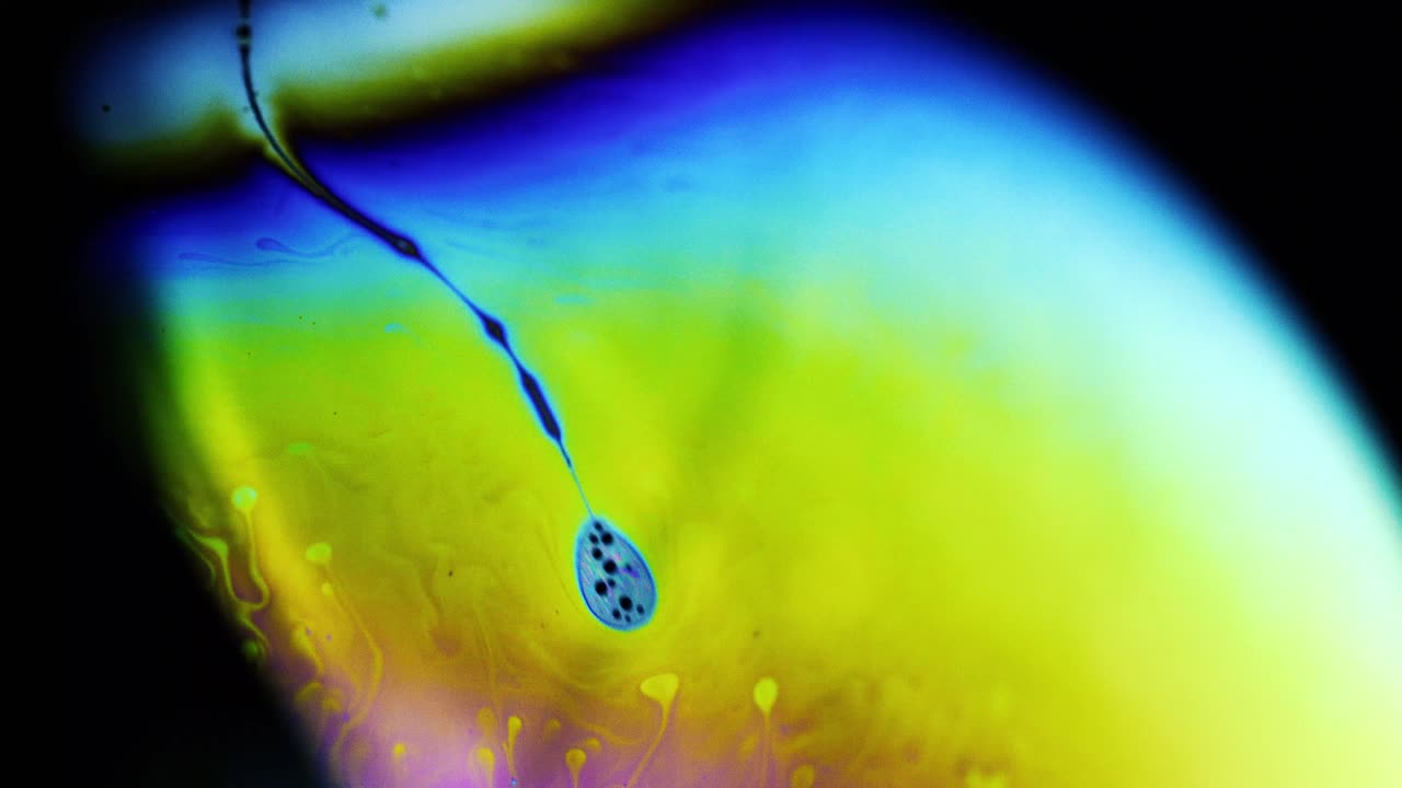 tomas estables de 4k de globos de jabón que muestran los colores del mundo macro a través de una perspectiva microscópica