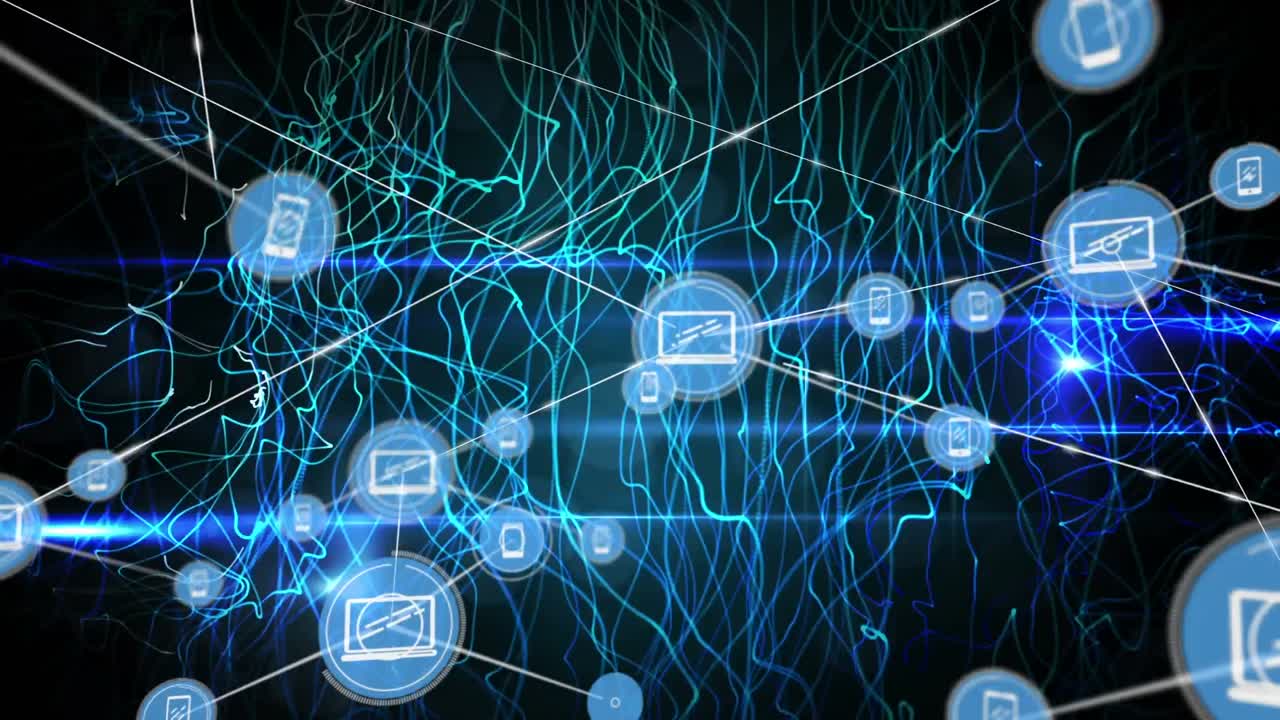 animación de la red de conexiones sobre un fondo oscuro