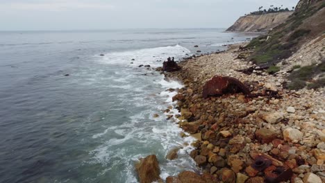 Shipwreck-Beach-by-Drone-4k-in-Rancho-Palos-Verdes,-California