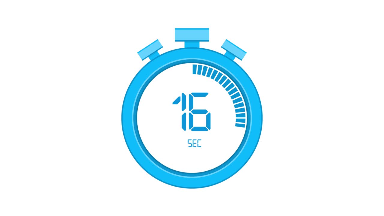 The 30 second, stopwatch icon. Stopwatch icon in flat style, timer on on color background. Motion graphics.