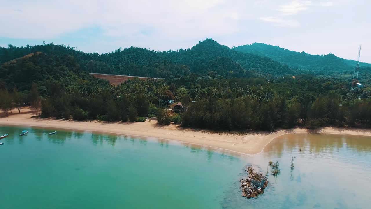 Beautiful Ariel View White Sandy Beach Telok Serabang Sarawak.