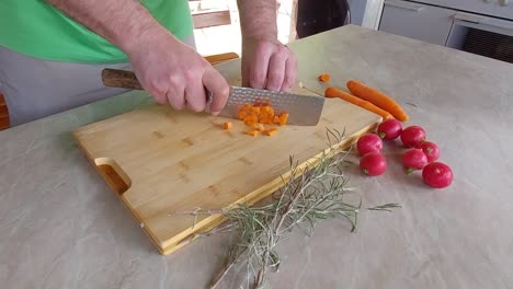 cuting carrots with japanese knife aka ryukiri nakiri