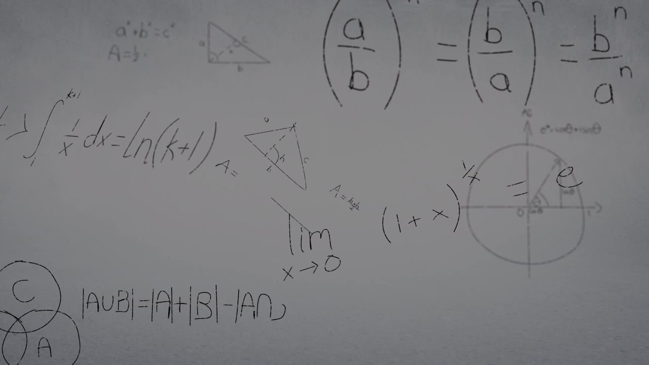 Animación de fórmulas matemáticas sobre fondo gris
