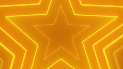 abstract background with neon stars animation. looped animation flashing gold neon lines light with star shape. template for fashion event. seamless loop. 4k video motion graphic