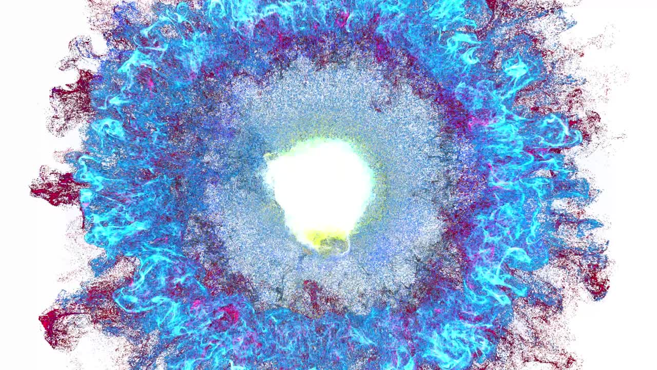 색에 충격파 플라즈마 입자, 반이는 입자가 잉크 효과처럼 퍼져나가고, 알파 채널로 루마 매트, 발사자가 입자의 소용돌이를 방출하여 잉크 구름 구조를 형성합니다.