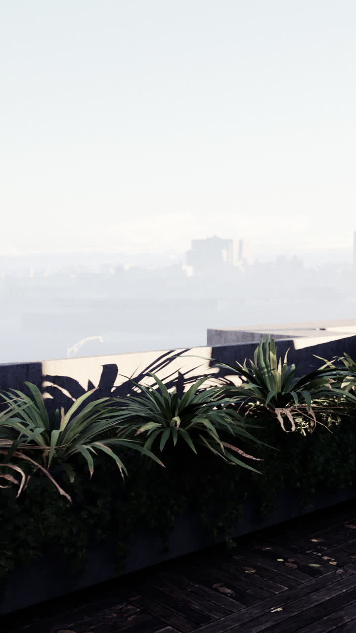 jardín en la azotea con vistas a la ciudad