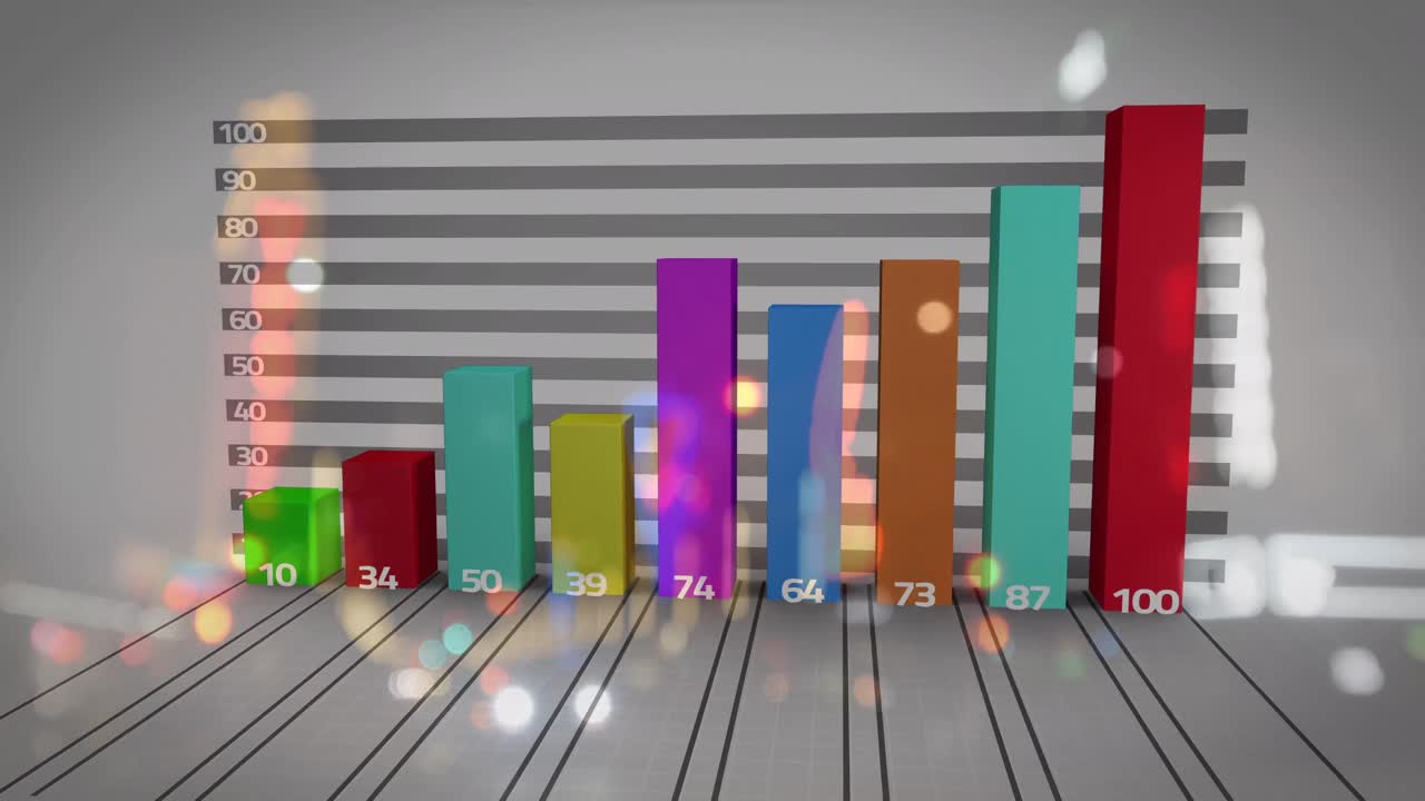 animación del procesamiento de datos financieros sobre el paisaje urbano