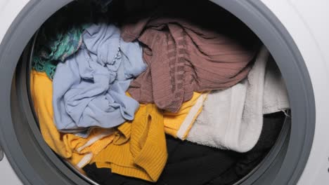 clothes in a washing machine
