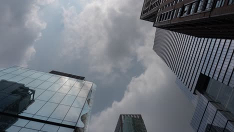 stunning low-angle view of modern skyscrapers