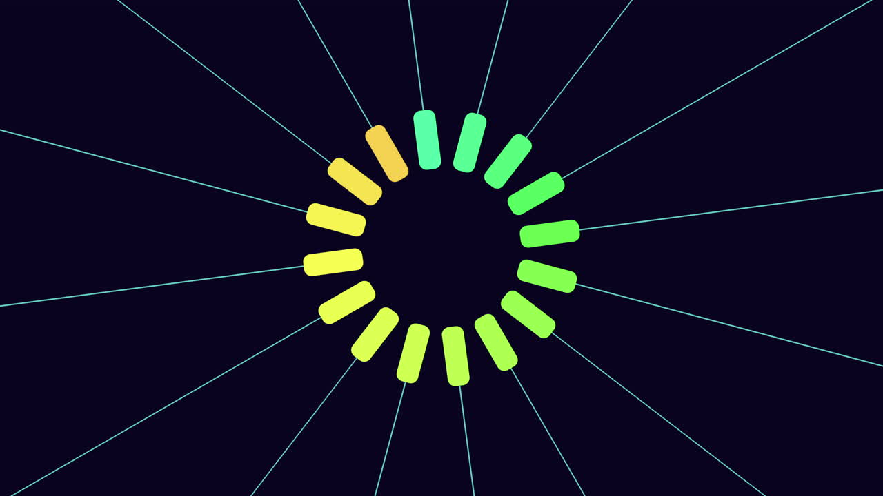 파란색 배경에 노란색 중심을 가진 생생한 원 다채로운 디자인