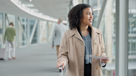 Airport,-travel-and-business-woman-with-ticket