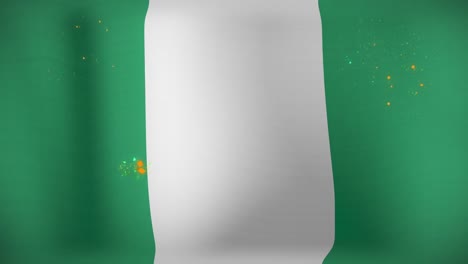 Animation-Eines-Mehrfarbigen-Feuerwerks-über-Der-Wehenden-Flagge-Nigerias-Im-Hintergrund