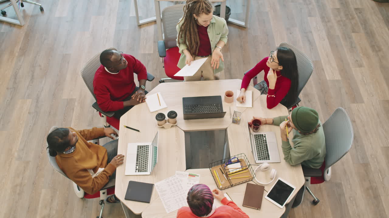 Top View of Businesspeople Having Meeting in Office