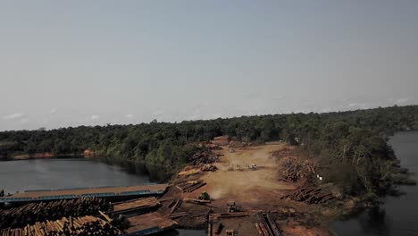 cosecha de árboles en la selva amazónica, vista aérea - concepto: deforestación, medio ambiente, explotación, cambio climático