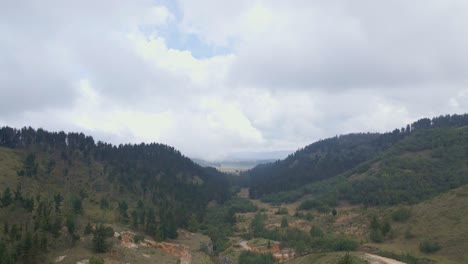 Drone-Landscape-with-mountains,-trees,-clouds,-Colombian-nature-landscape,-Colombian-drone-nature