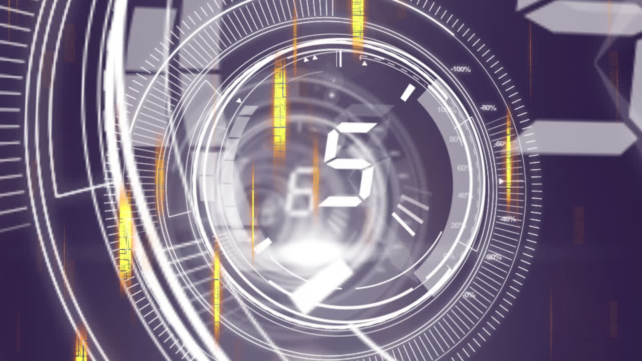 Animation of countdown over falling shapes