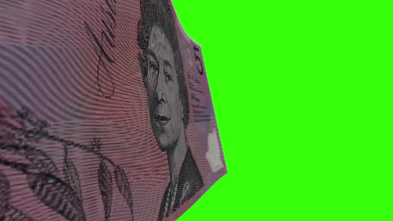 Australian Five Dollar Banknote on Green Screen