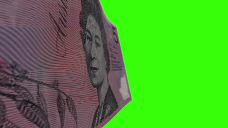 australian five dollar banknote on green screen