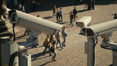 surveillance landscape: analyzing the role of security cameras in urban environments, capturing foot traffic and public interactions in a dynamic setting