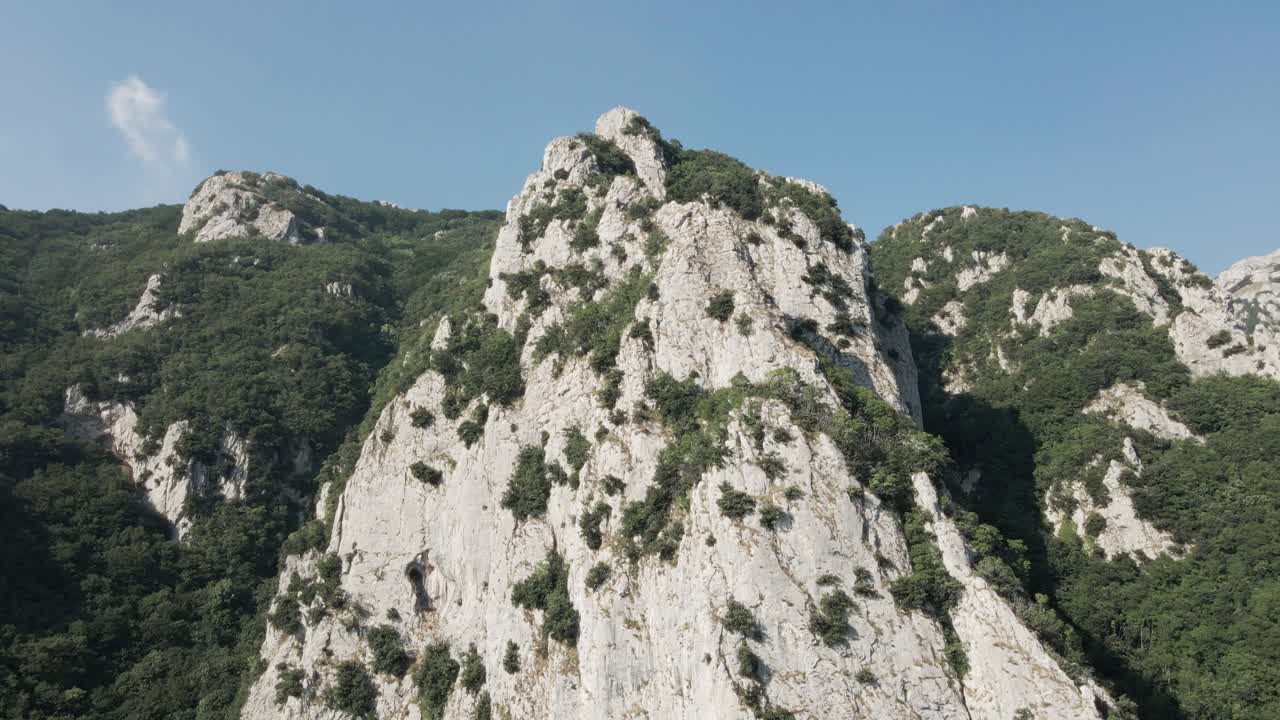 Circling around the cliff peaks of the Apennine Mountains in Southern Italy.