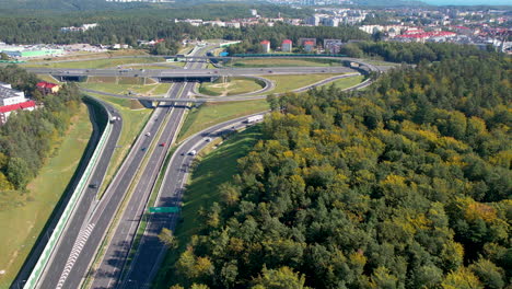 A-Beautiful-Midday-View-of-Gdynia,-Wielki-Kack,-Poland---Aerial-Pullback