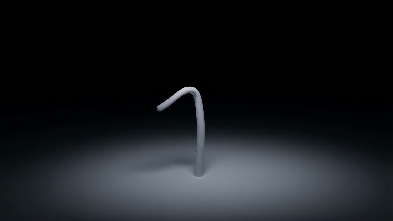 Abstract 3D Render of White Candy Cane-Like Objects on Dark Background