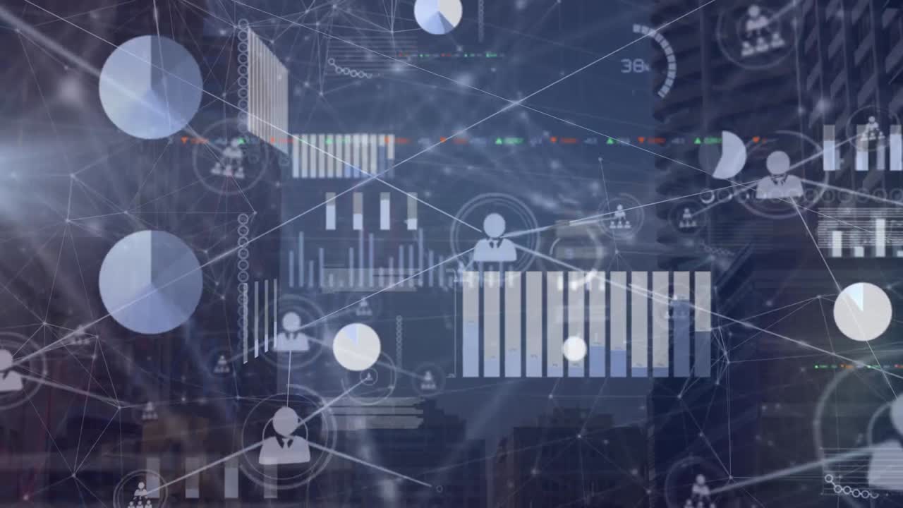 Animation of financial data, diverse graphs and connections