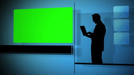 business people silhouette with chroma key screen