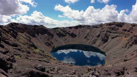 volcanic crater lake, aerial view