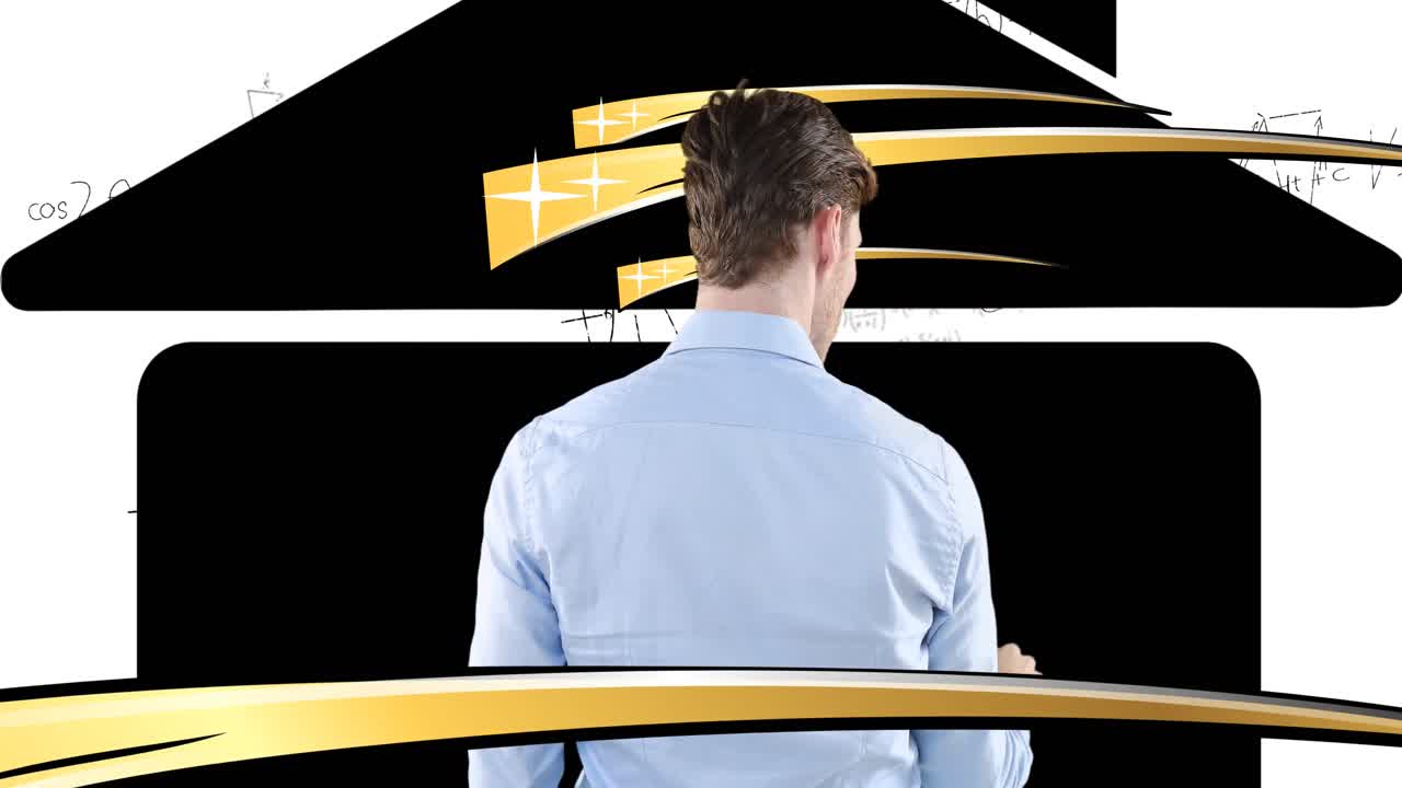 백인 사업가 가  ⁇  배경 에 그라피티 를 쓰고 있는 뒤쪽 시선 의 애니메이션